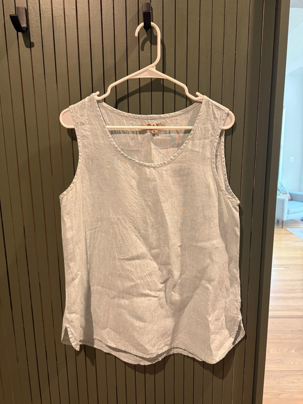 Flax aqua blue Linen-Blend Sleeveless Tank